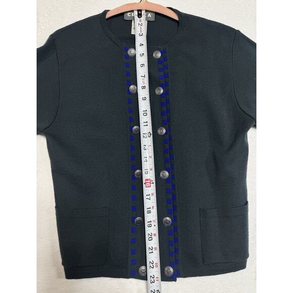 Crisca Italian Wool Cardigan Jacket Size 6 Embroidered W/folk Buttons - Picture 6 of 7